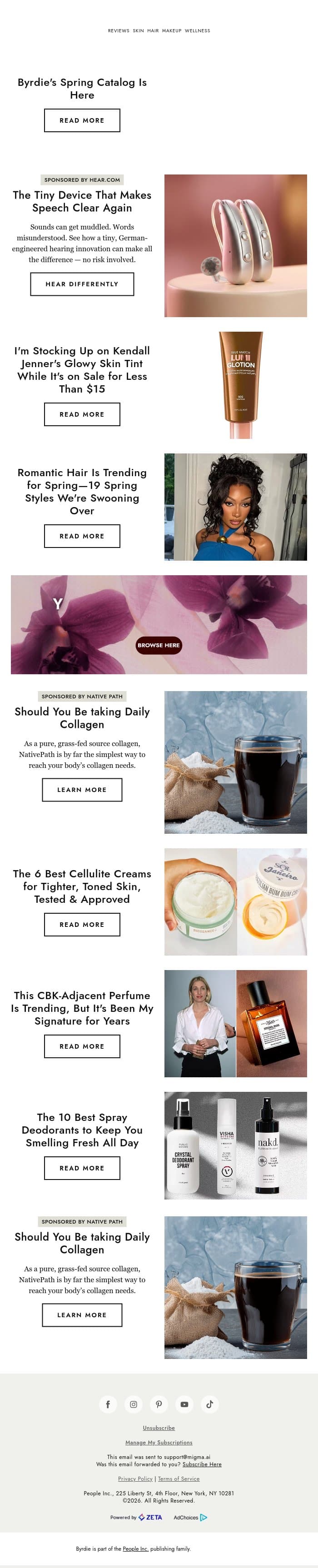 Byrdie's Spring Catalog is here 💐 email from Byrdie screenshot