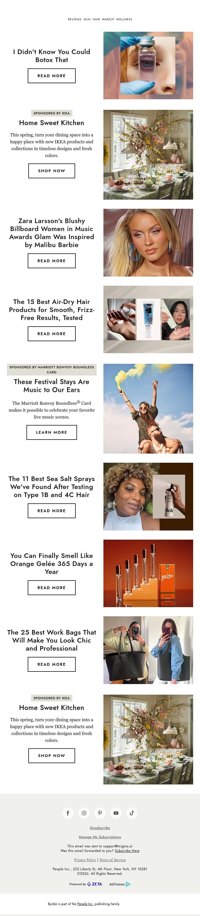 I didn't know you could Botox that 💉 email from Byrdie screenshot