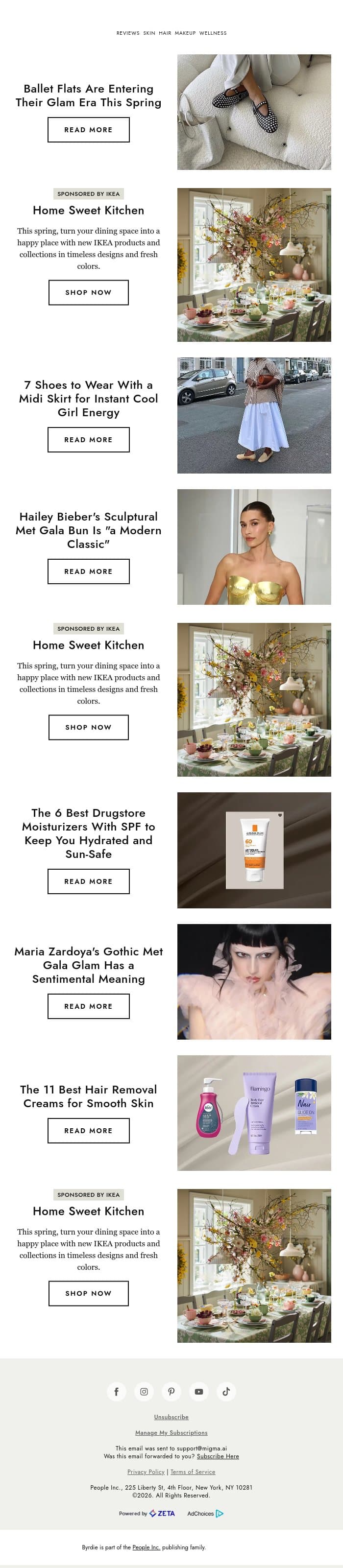 Ballet flats are entering their glam era this spring 🥿 email from Byrdie screenshot