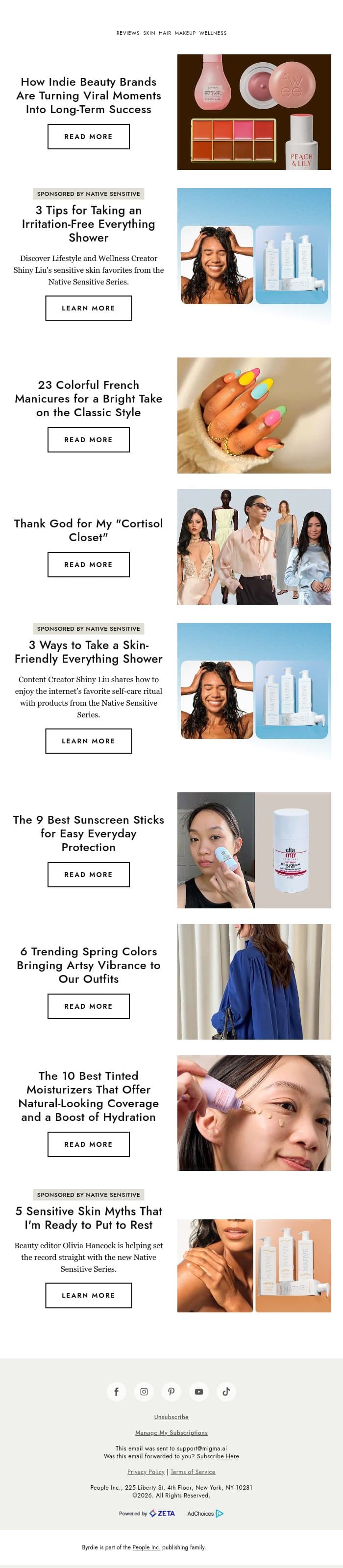 How indie beauty brands are turning viral moments into long-term success email from Byrdie screenshot