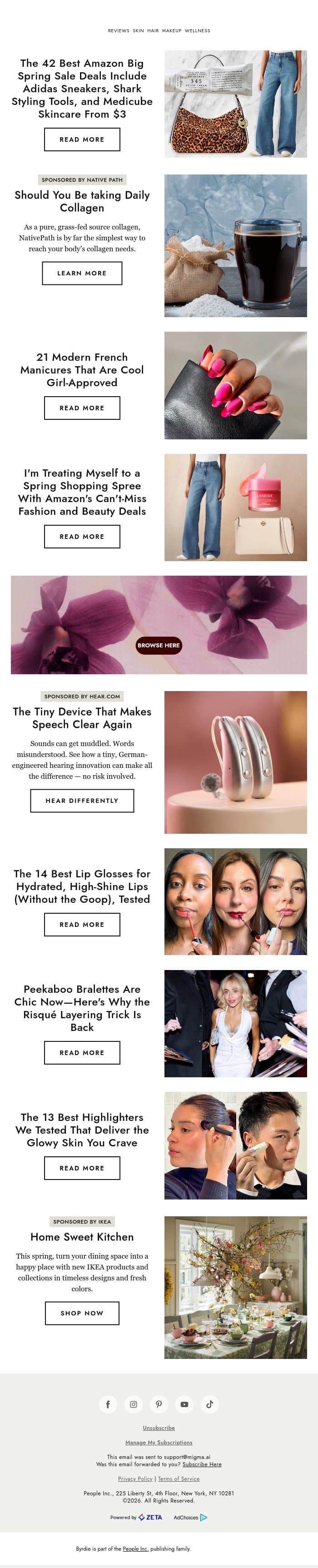 The 42 best Amazon Big Spring Sale deals email from Byrdie screenshot
