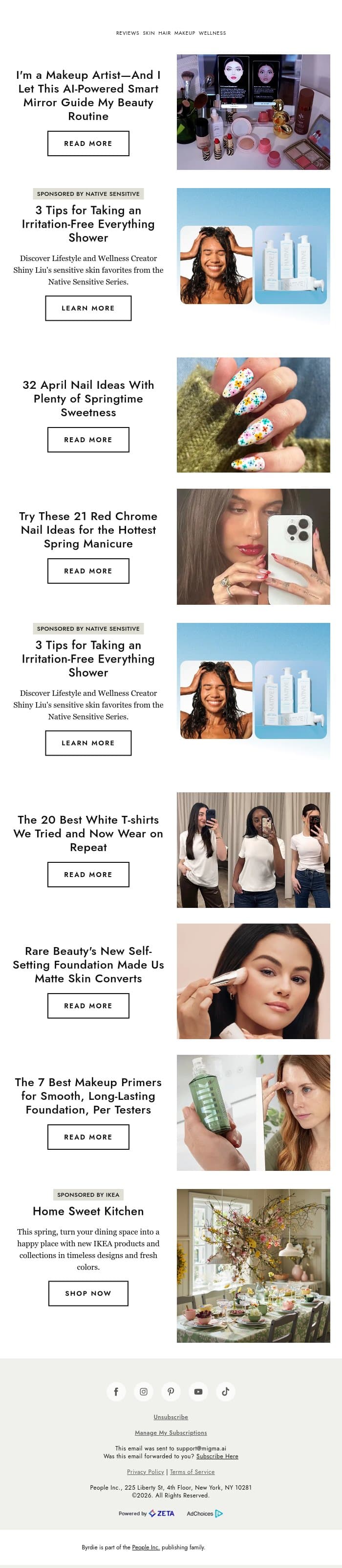 I'm a makeup artist—and I let this AI-powered smart mirror guide my beauty routine email from Byrdie screenshot