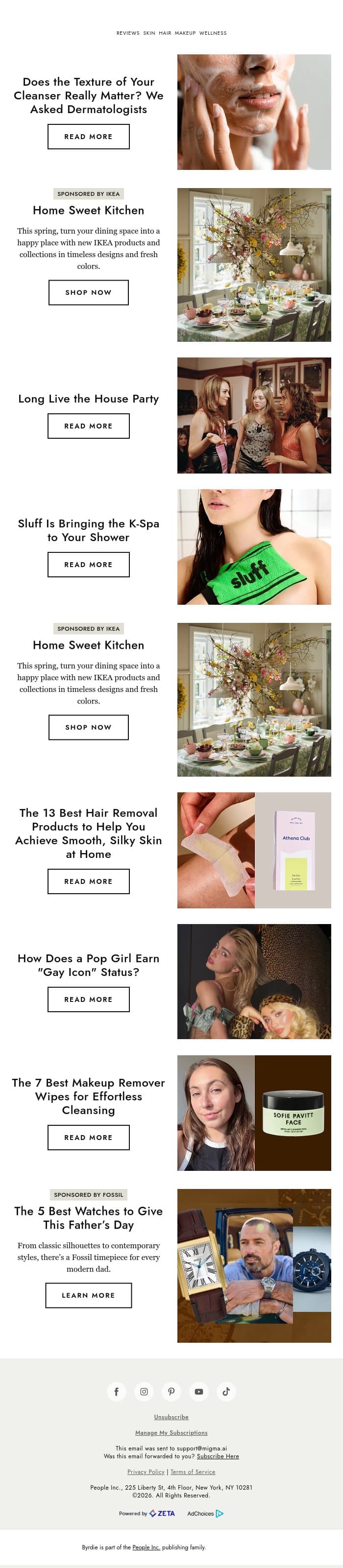 Does the texture of your cleanser really matter? 🫧 email from Byrdie screenshot