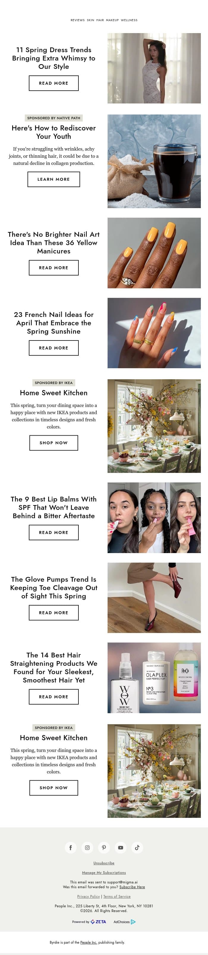 11 spring dress trends bringing extra whimsy to our style email from Byrdie screenshot
