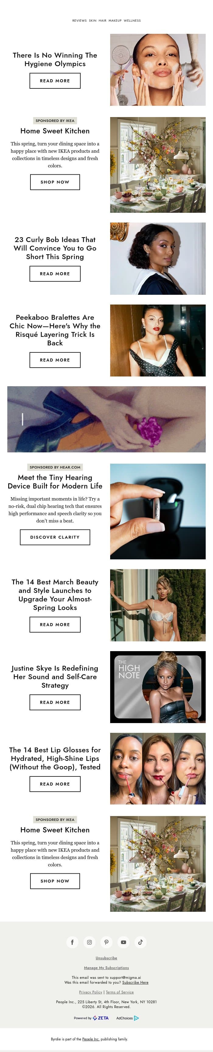 There is no winning the Hygiene Olympics email from Byrdie screenshot