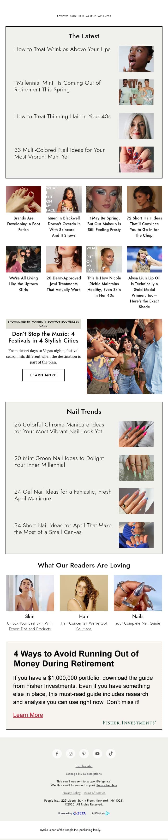 How to treat wrinkles above your lips email from Byrdie screenshot