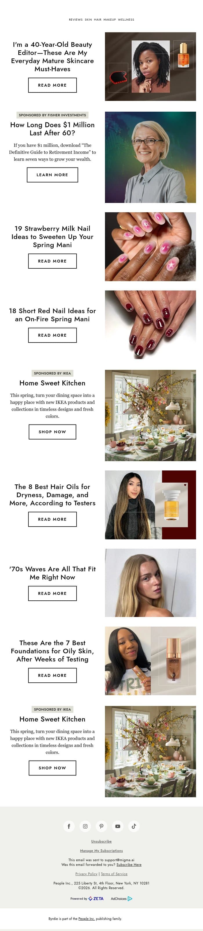 I'm a 40-year-old beauty editor—these are my everyday mature skincare must-haves email from Byrdie screenshot