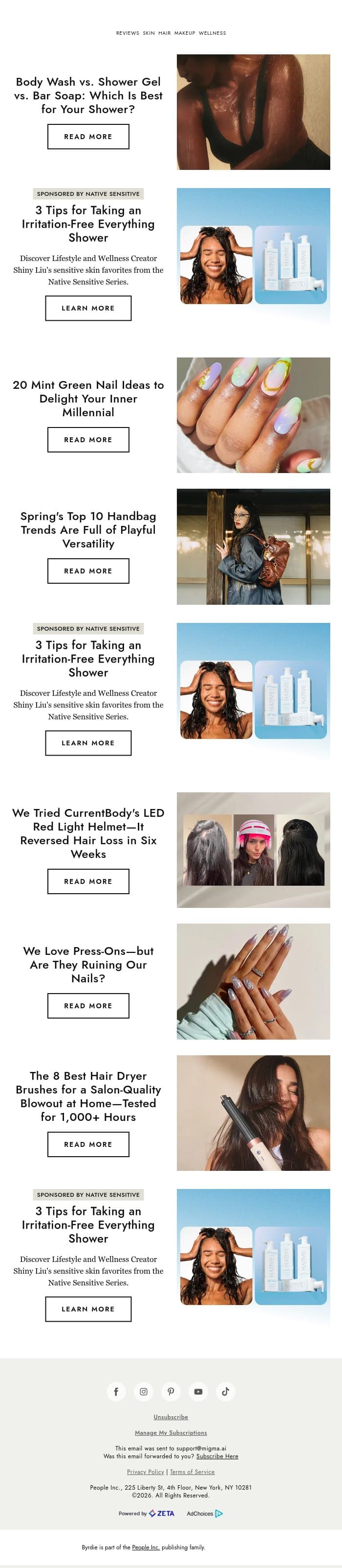 Body wash vs. Shower gel vs. Bar soap: which is best for your shower? 🫧 email from Byrdie screenshot