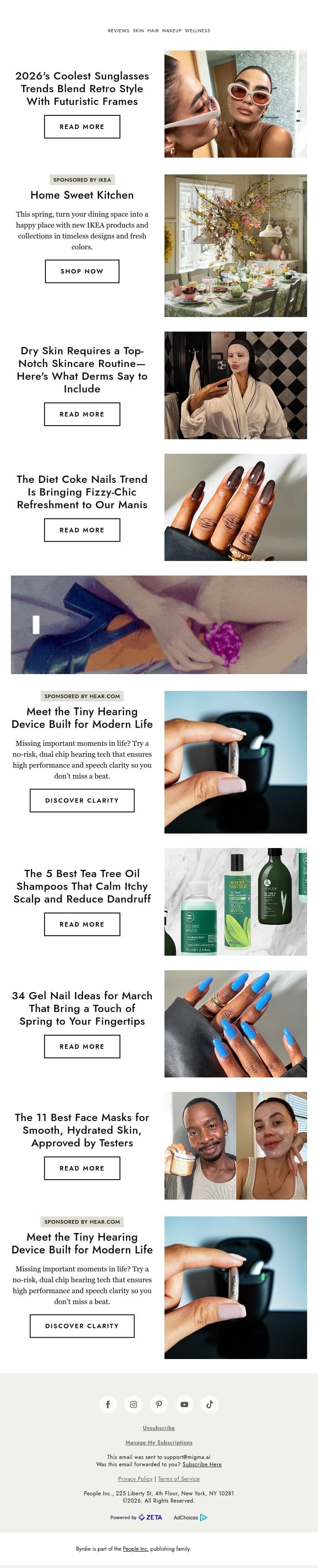 2026's coolest sunglasses trends blend retro style with futuristic frames 🕶️ email from Byrdie screenshot