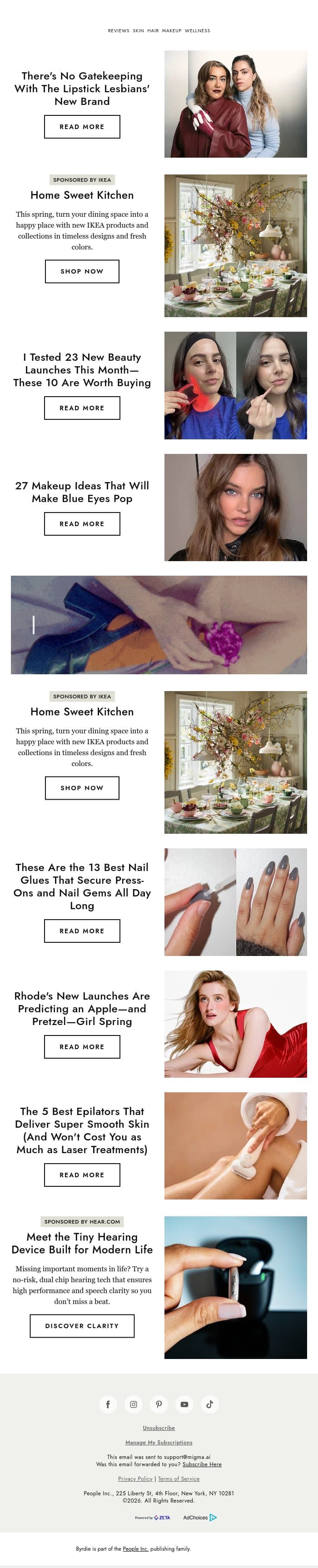 There's no gatekeeping with The Lipstick Lesbians' new brand email from Byrdie screenshot