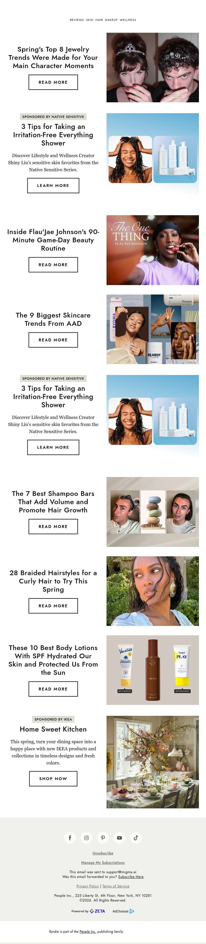 Spring's top 8 jewelry trends were made for your main character moments email from Byrdie screenshot