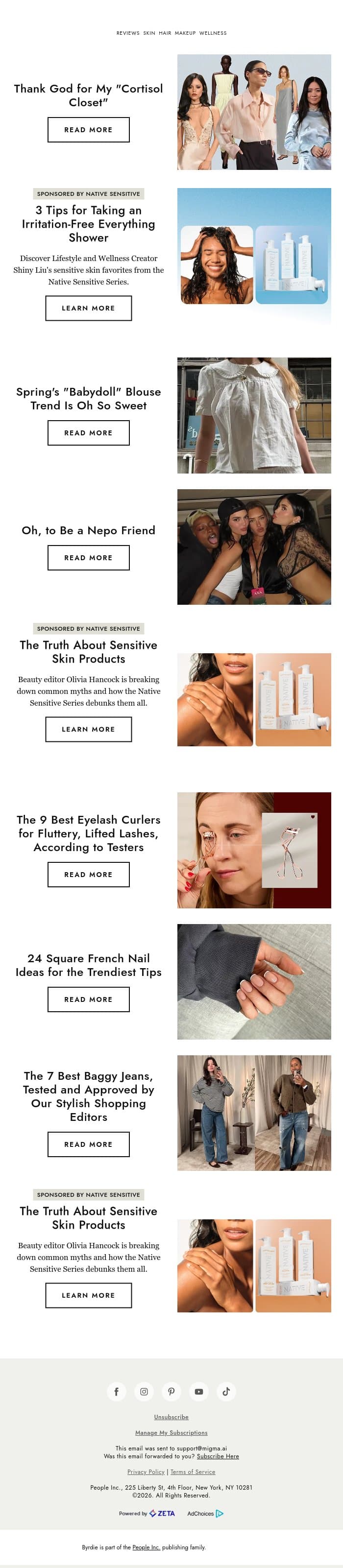 Thank god for my "cortisol closet" email from Byrdie screenshot
