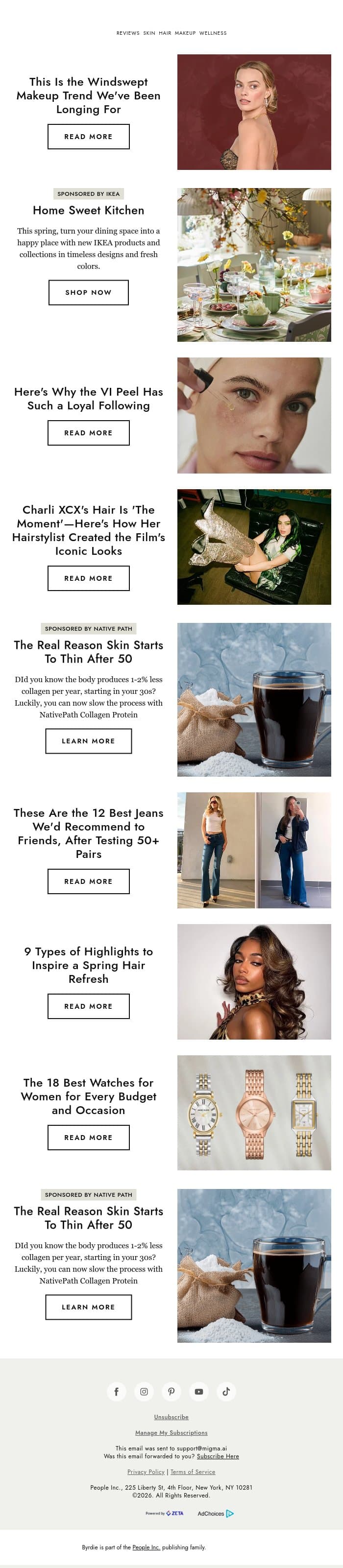This is the windswept makeup trend we've been longing for email from Byrdie screenshot
