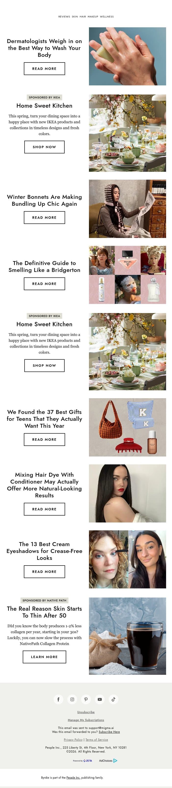 Loofah or washcloth? Dermatologists weigh in email from Byrdie screenshot