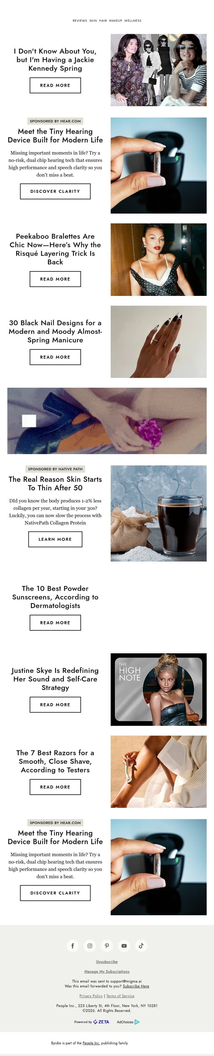 I don't know about you, but I'm having a Jackie Kennedy spring email from Byrdie screenshot