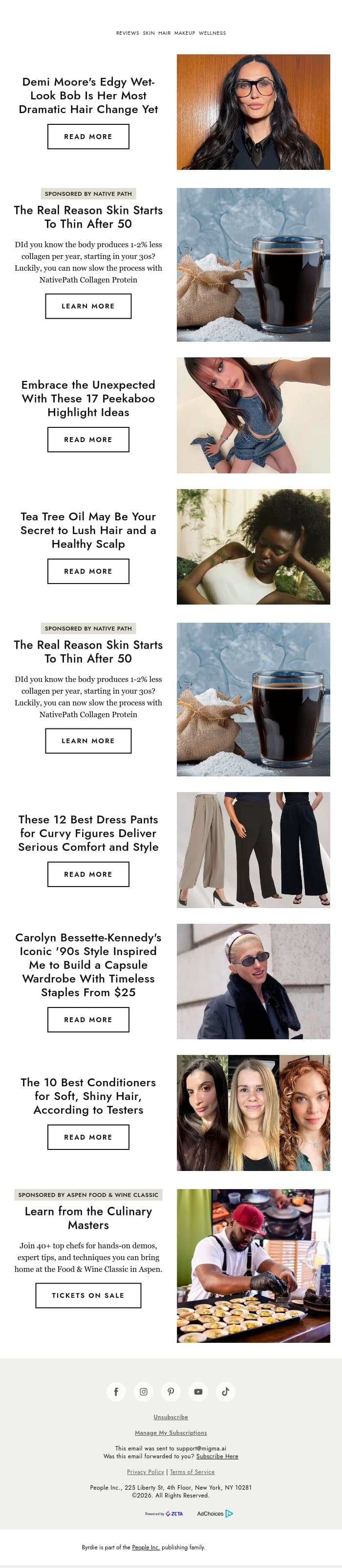 Demi Moore's edgy wet-look bob is her most dramatic hair change yet email from Byrdie screenshot