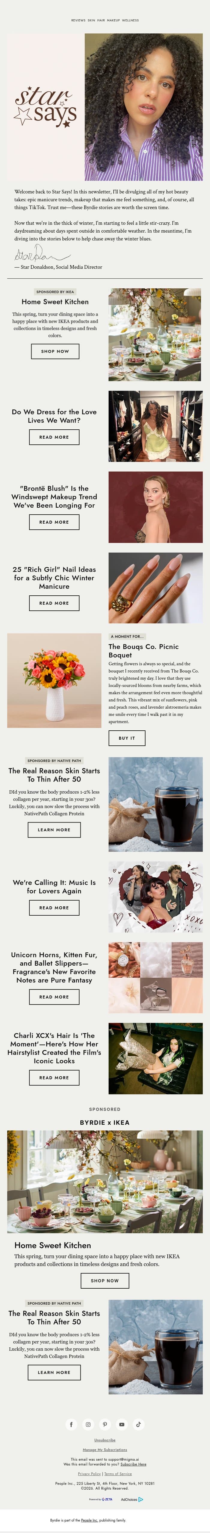 Hitting pause on the winter blues email from Byrdie screenshot