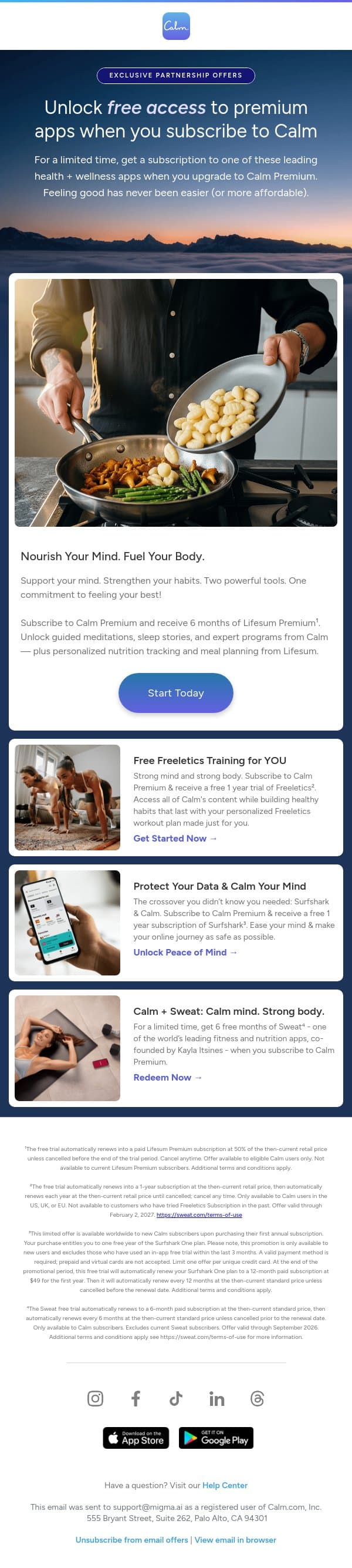 2 FOR 1: Buy Calm, get a FREE bonus subscription email from Calm screenshot