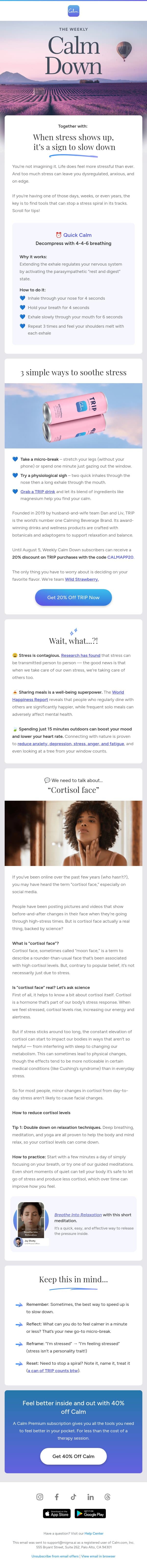 💙 Stressful week? This is for you email from Calm screenshot