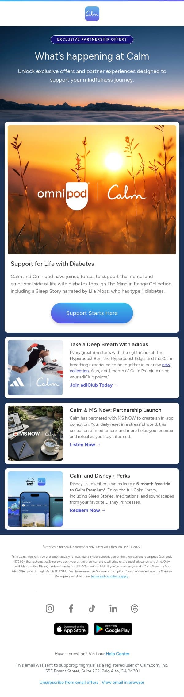 💙 More ways to experience Calm email from Calm screenshot