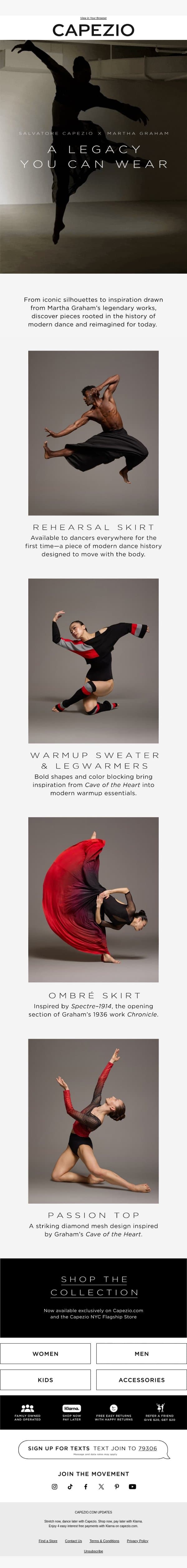 Salvatore Capezio x Martha Graham: A Legacy You Can Wear email from Capezio screenshot