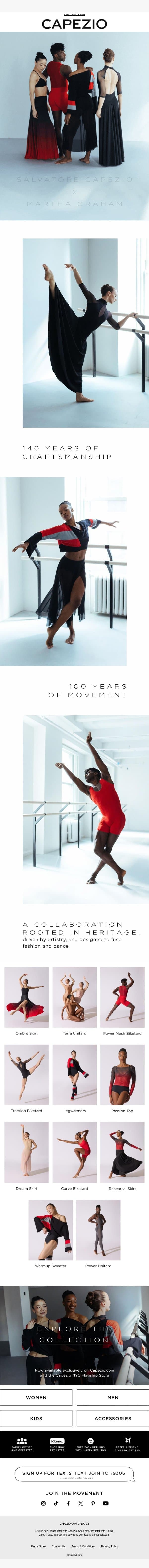 Introducing Salvatore Capezio x Martha Graham email from Capezio screenshot