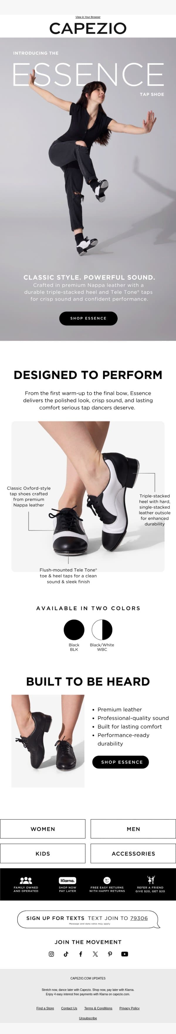 Introducing the Essence Tap Shoe 🌟 email from Capezio screenshot