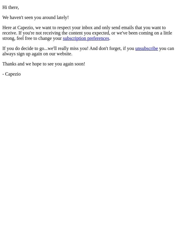 Time to say goodbye? email from Capezio screenshot