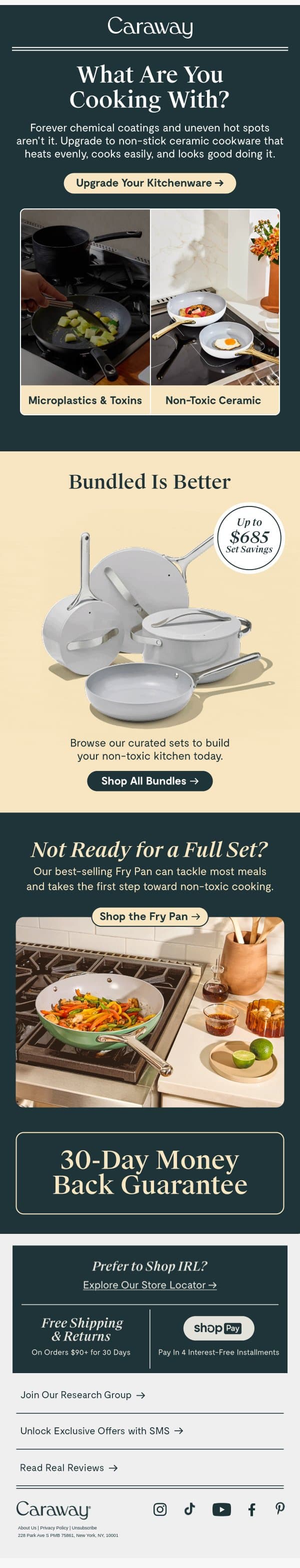 The Problem: Traditional Cookware Is Toxic email from Caraway screenshot