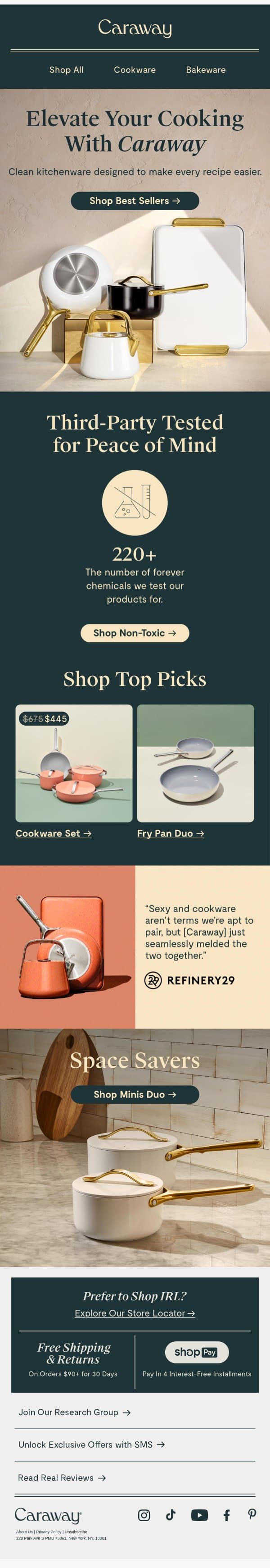 Are You Cooking Clean? email from Caraway screenshot