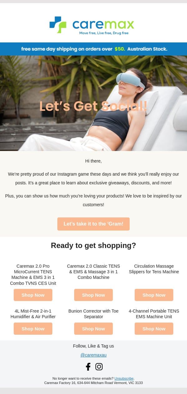 📣 Let’s Get Social email from CareMax screenshot