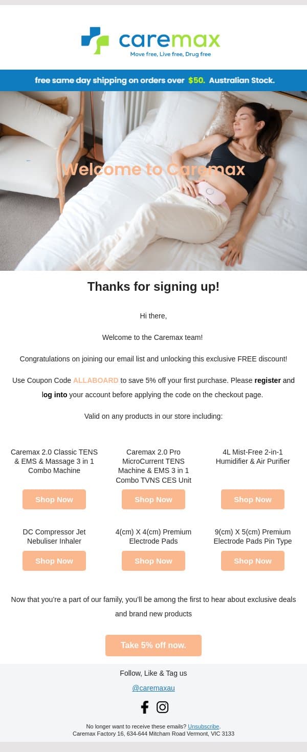 👏 Welcome onboard to Caremax email from CareMax screenshot
