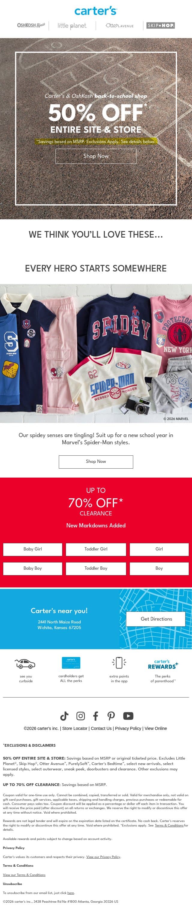 🔓 Unlocked: 50% off* entire site & store email from Carter's screenshot