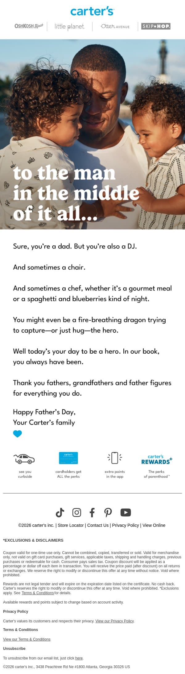 You’re always there to pick us up 💙 email from Carter's screenshot