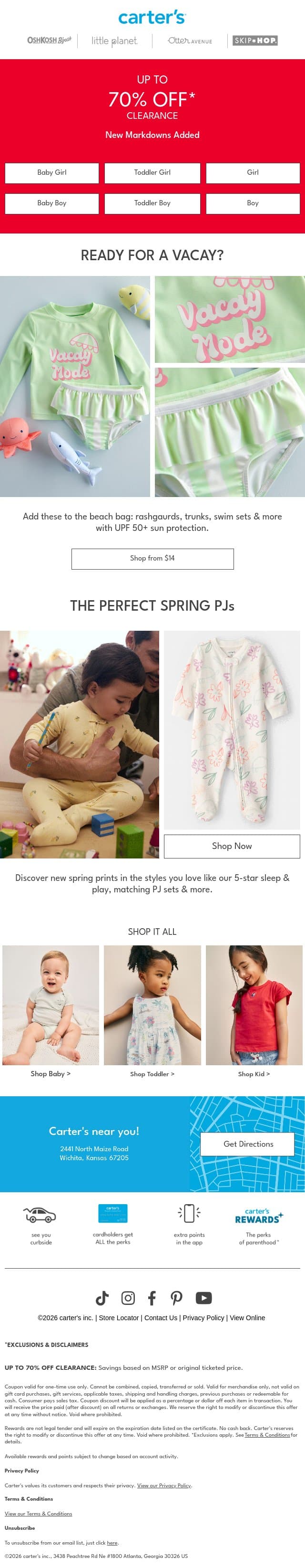 MORE MARKDOWNS ADDED email from Carter's screenshot