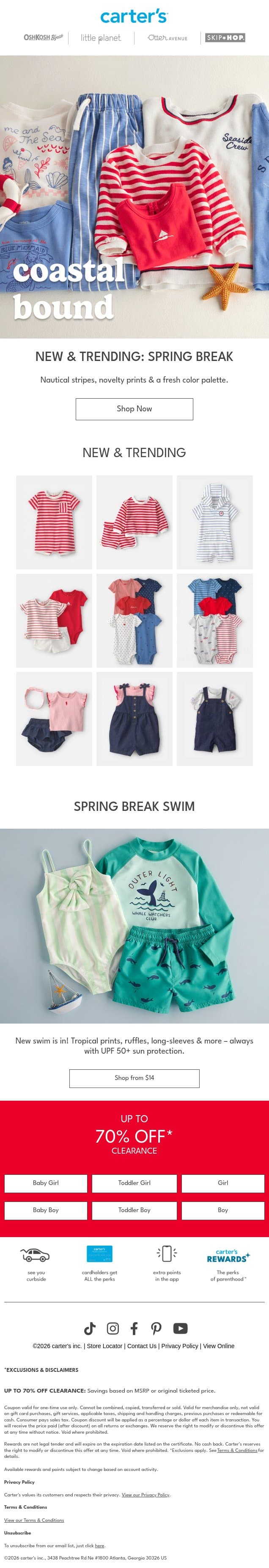 SPRING BREAK BOUND ☀️ email from Carter's screenshot