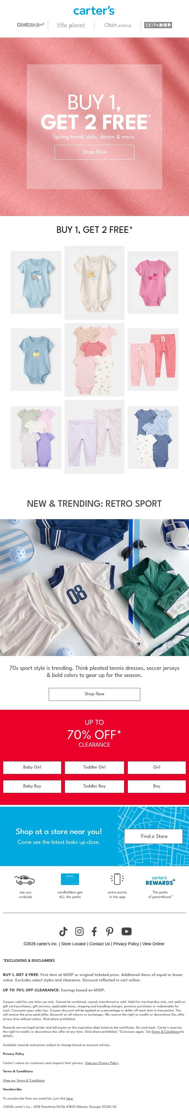 Psst... BUY 1, GET 2 FREE* 👀 email from Carter's screenshot