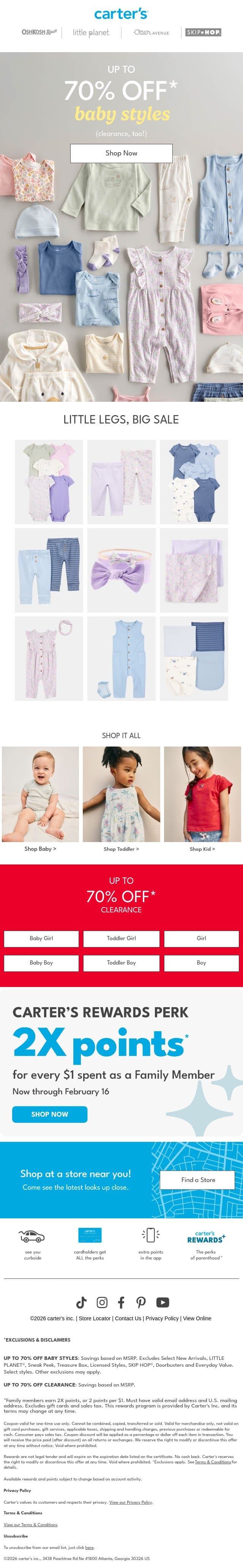 Up to 70% OFF BABY 👶🩵 email from Carter's screenshot