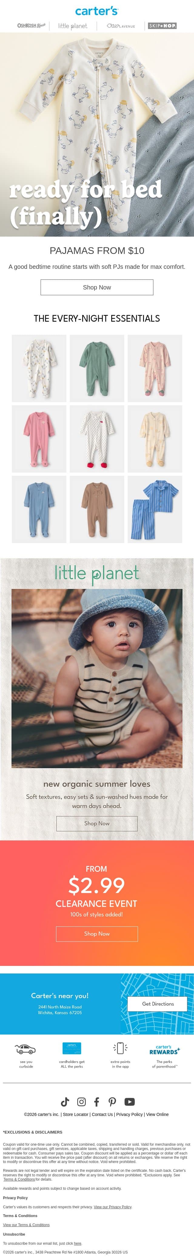$10 PJs? A dream! 💤 email from Carter's screenshot