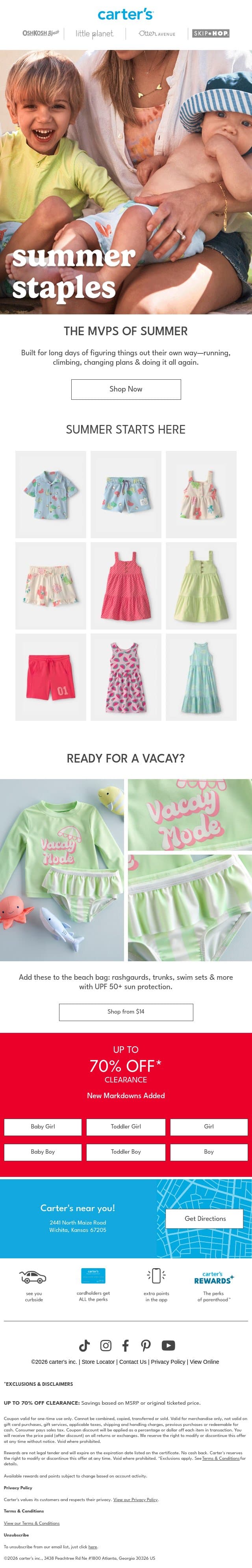 JUST IN! Summer Staples Collection ✨ email from Carter's screenshot