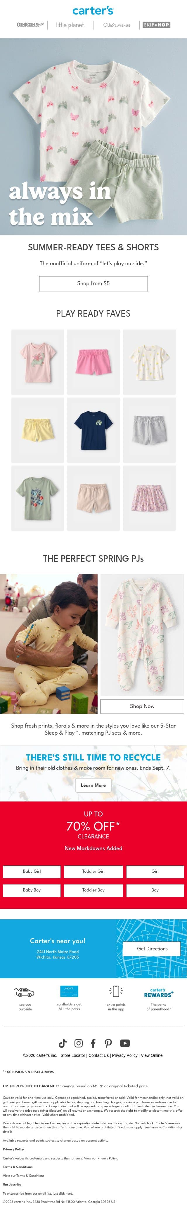 The unofficial summer uniform 👉 email from Carter's screenshot