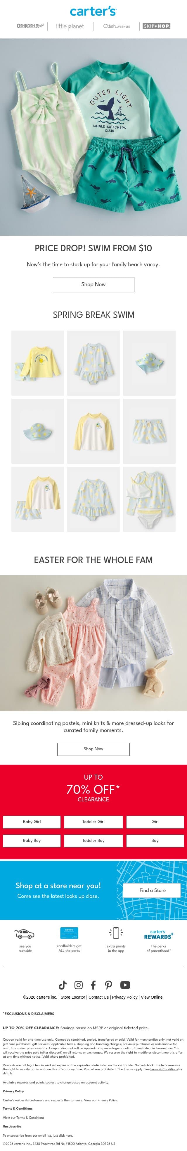 Price drop alert ☀️ email from Carter's screenshot