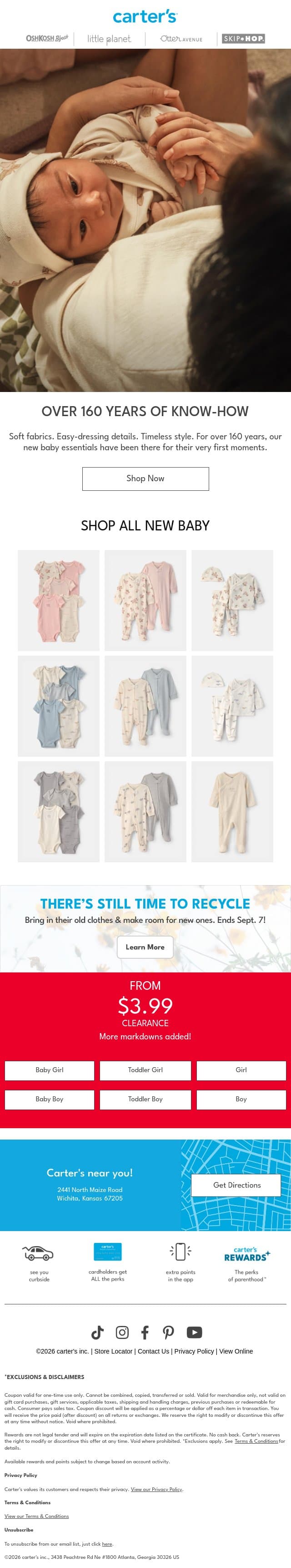 New baby essentials collection 🩵 email from Carter's screenshot