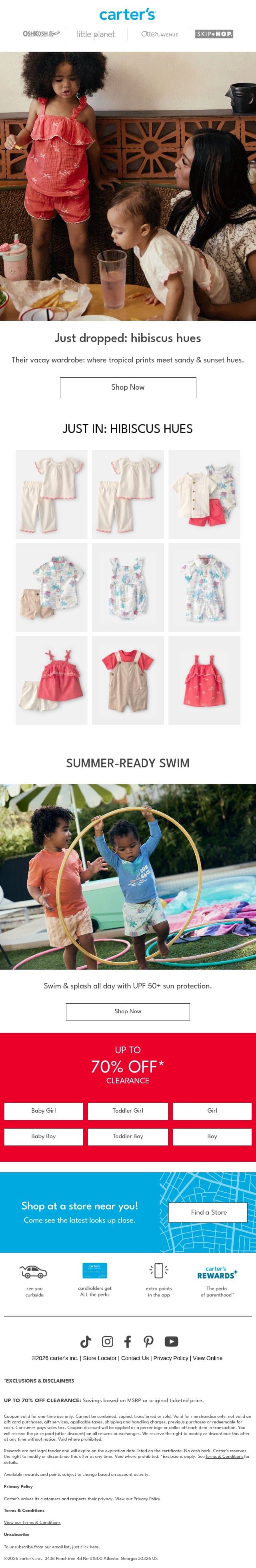 JUST IN: Hibiscus Hues Collection email from Carter's screenshot