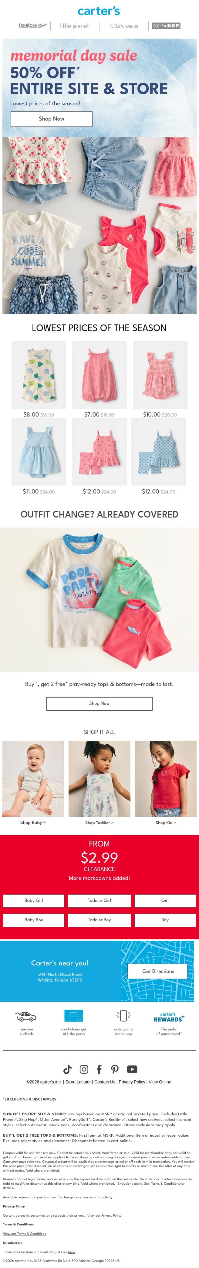 ICYMI: 50% off entire site & store 🔥 email from Carter's screenshot