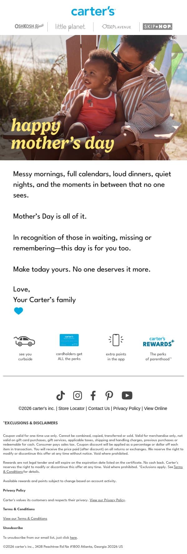 Happy Mother's Day 💕 email from Carter's screenshot