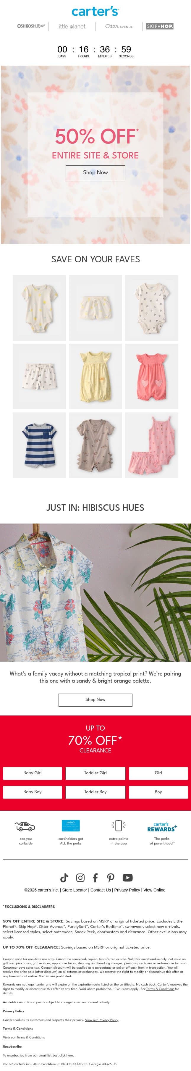 Last chance! Entire site & store SALE email from Carter's screenshot