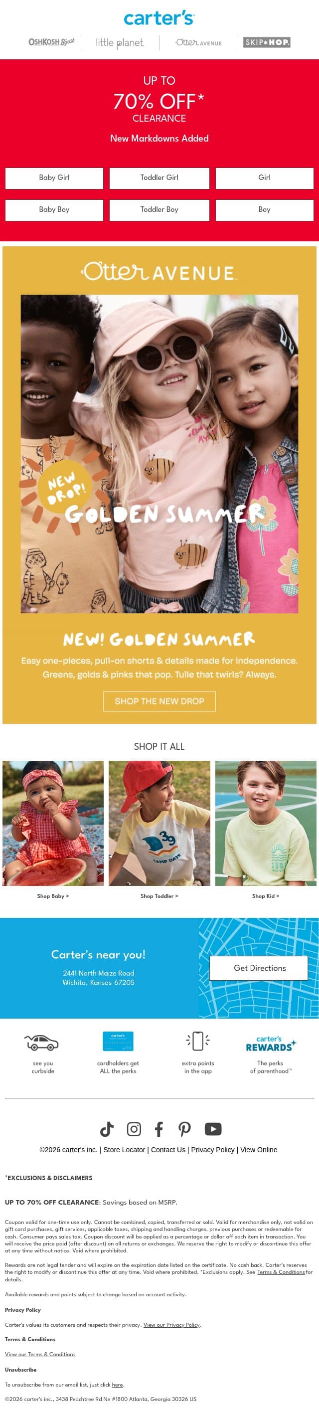 Styles you 🫶 on CLEARANCE email from Carter's screenshot