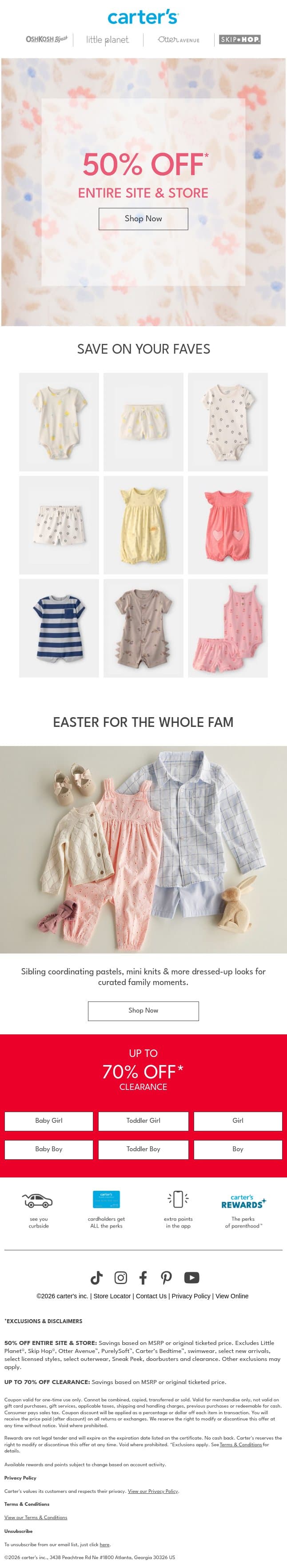 🚨ENTIRE SITE & STORE SALE🚨 email from Carter's screenshot