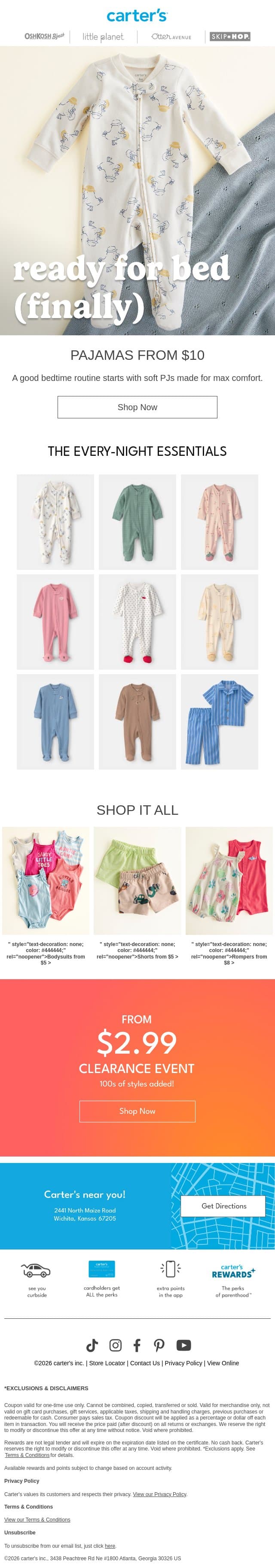 Better bedtimes start here! email from Carter's screenshot